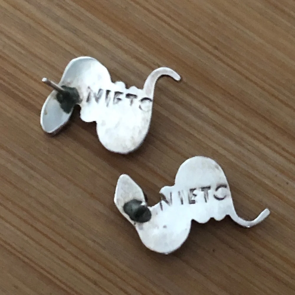 $79  Ray Nieto Native American Sterling Designer Estate Stud Earrings  NIETO 925 - Picture 3 of 5